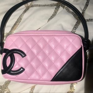 Chanel Pink/Black Cambon Ligne Quilted Pochette